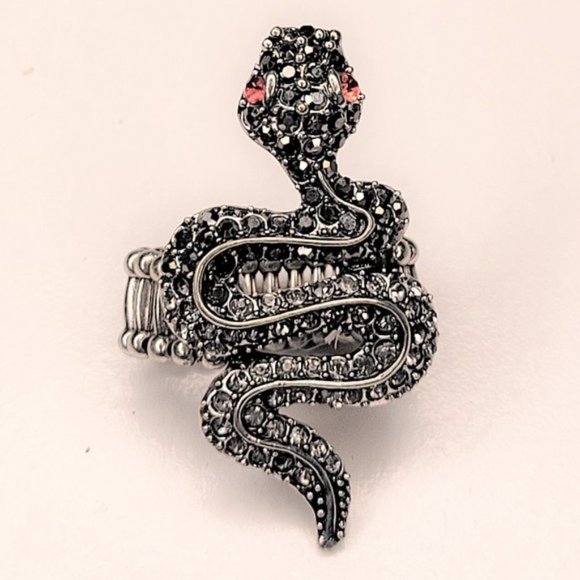 Large Snake Stretch Ring Statement Ring Animal Jewelry - Picture 1 of 12